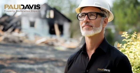 Paul Davis franchise owner at property restoration site, highlighting disaster recovery and restoration services