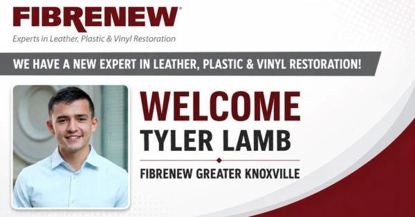 Fibrenew franchise welcome announcement for Greater Knoxville, highlighting leather, plastic and vinyl restoration services