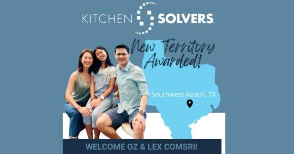 Kitchen Solvers franchise territory announcement in Southwest Austin, TX, highlighting custom kitchen remodeling services
