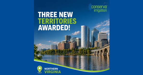 Conserva Irrigation franchise territory announcement in Northern Virginia, highlighting smart irrigation and water-saving services