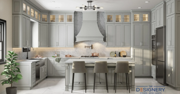The Designery franchise kitchen showcasing custom cabinets and countertops, highlighting kitchen remodeling services