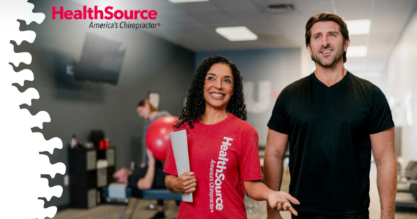 HealthSource Chiropractic franchise team in a wellness clinic, highlighting chiropractic, rehabilitation, and wellness services
