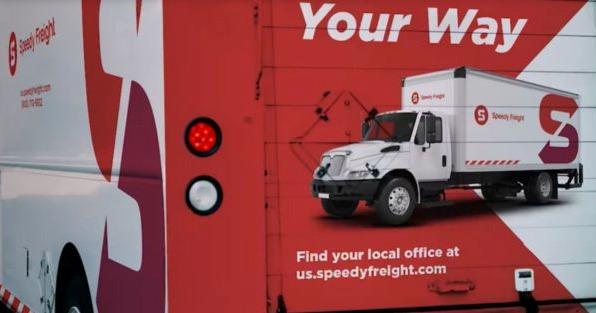 Speedy Freight franchise delivery trucks, highlighting scalable B2B logistics, freight transportation, and shipping services