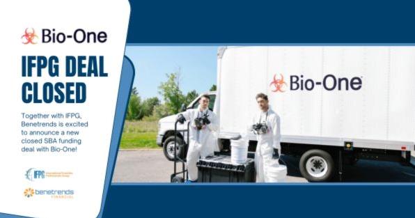Bio-One franchise deal announcement highlighting biohazard cleanup services and SBA financing for new franchisees