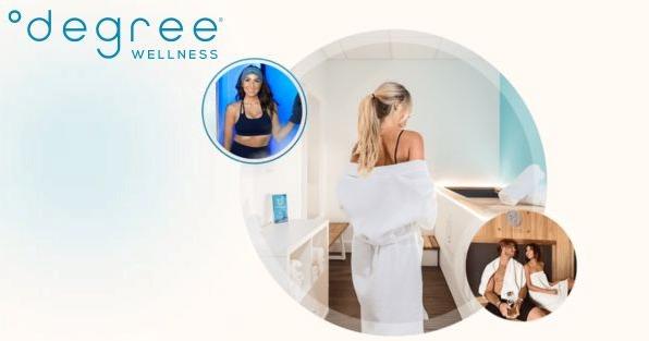 Degree Wellness franchise recovery center highlighting cryotherapy, sauna, red light therapy, and wellness services