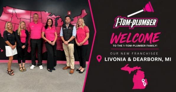 1-Tom-Plumber franchise owner announcement in Livonia and Dearborn, MI, highlighting professional plumbing services