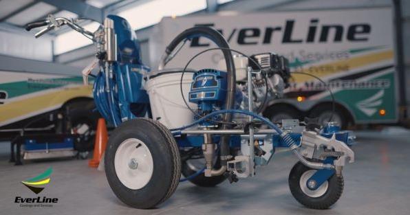 EverLine Coatings and Services franchise in Oklahoma City, showcasing professional pavement maintenance equipment and a branded truck