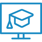 Computer screen with graduation cap icon