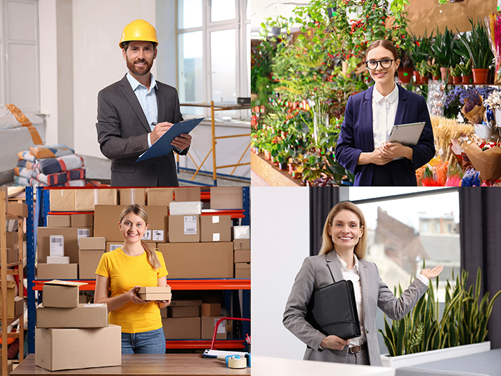 Business owners representing different franchise industries